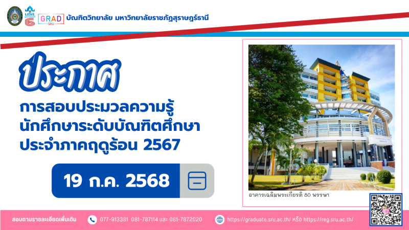 ประกาศสอบประมวลความรู้ ประจำภาคฤดูร้อน 2567 (รอบสอบซ่อม)